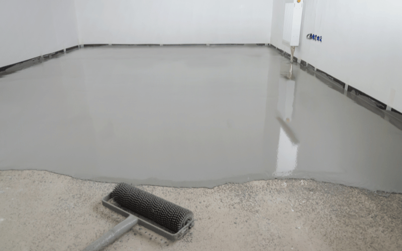 roll on gray epoxy floor in denton tx office space